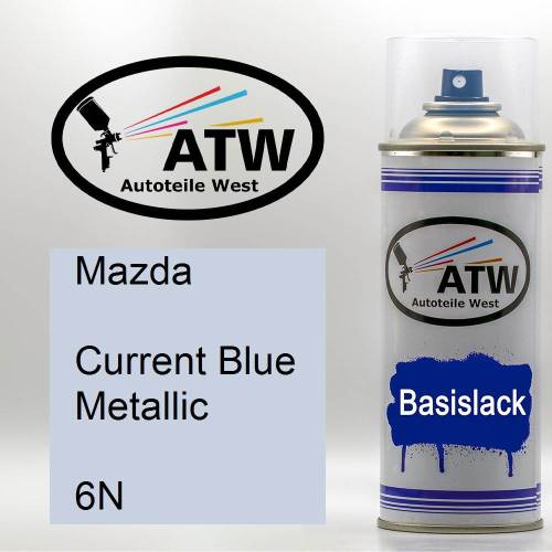 Mazda, Current Blue Metallic, 6N: 400ml Sprühdose, von ATW Autoteile West.